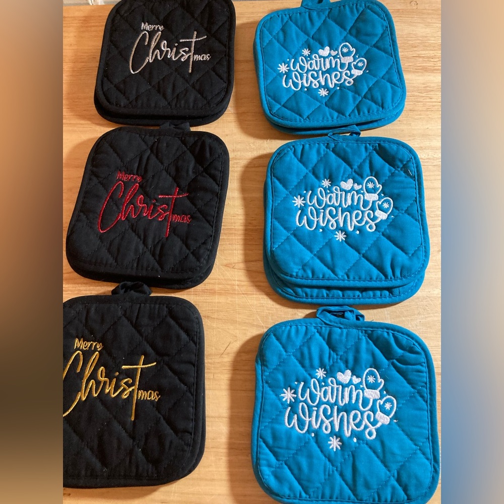 Homemade Christmas Potholders one pair